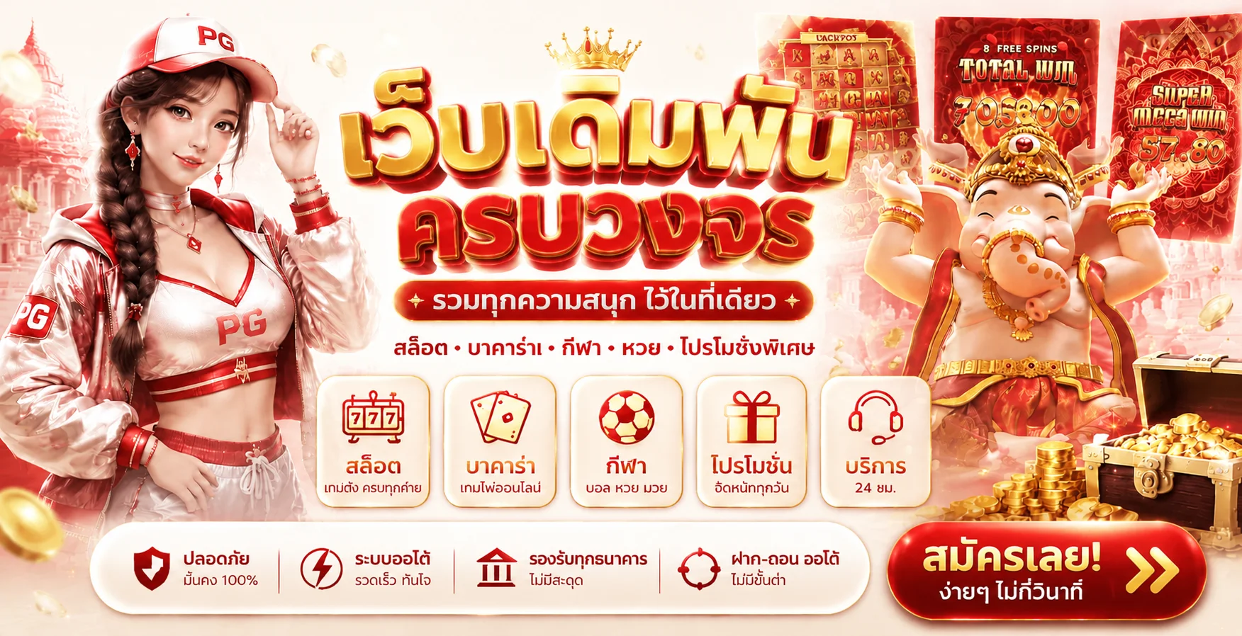 แบนเนอร์ BIG188 ทางเข้าเว็บตรงพร้อมตัวละครเกม PG Soft